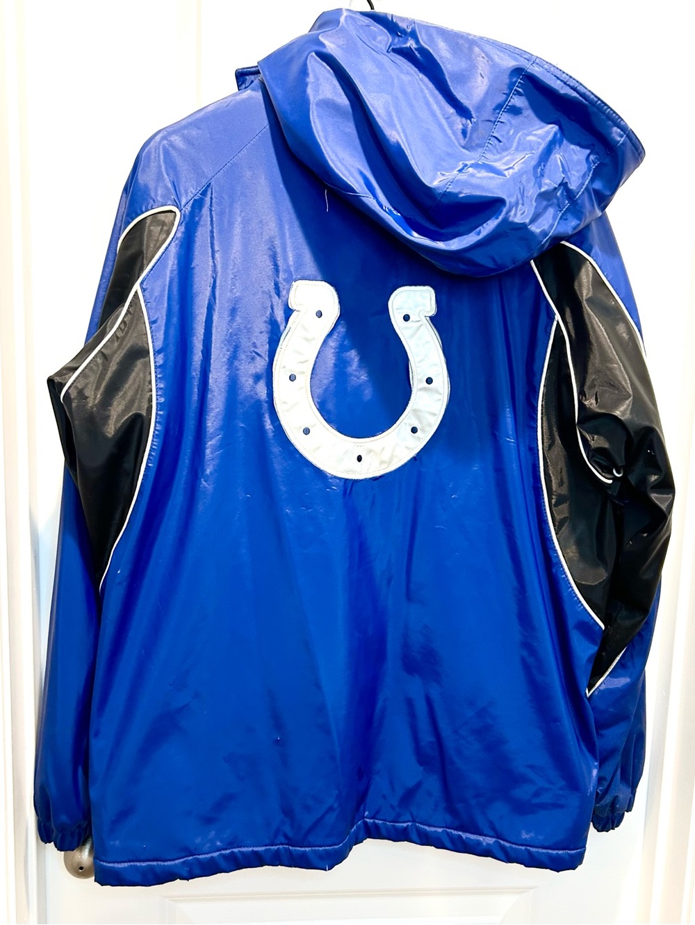 Vintage NFL Indianapolis Colts Hooded Quilt Lined Coat Jacket Full Zip Sz L